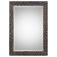 My Swanky Home Pierced Dark Bronze Hammered Wall Mirror | 42 Vanity Rustic Contemporary
