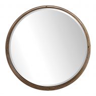My Swanky Home Classic Contemporary Gold Rings Wall Mirror | Vanity 36 Round Metal Thin Frame