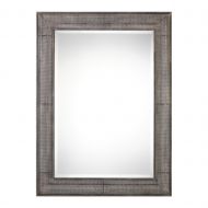 My Swanky Home Large 48 Pierced Metal Wall Mirror | Open Frame Taupe Brown Rustic Vanity