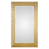 My Swanky Home Oversize Classic Gold Metallic Wall Mirror | Wood Floor Leaner Full Length Luxe