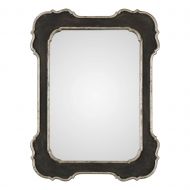 My Swanky Home Vintage Style Black Silver Curved Edge Wall Mirror | Vanity Scalloped Victorian