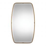 My Swanky Home Curved Oval Gold Thin Frame Wall Mirror | Tall 36 Minimalist Classic Elegant
