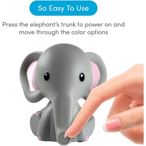  Kids Night Light, Elephant | Portable & Bedside Nightlight | 5 Color Changing LEDs & Auto Timer | mybaby, Comfort Creatures