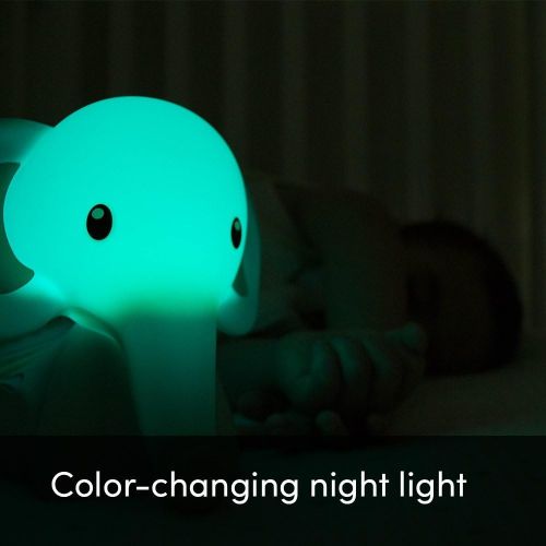  Kids Night Light, Elephant | Portable & Bedside Nightlight | 5 Color Changing LEDs & Auto Timer | mybaby, Comfort Creatures