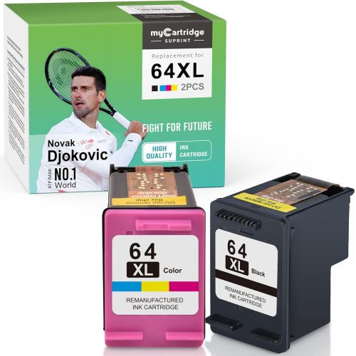  myCartridge SUPRINT Remanufactured Ink Cartridge Replacement for HP 64 XL 64XL for Envy 7855 7858 7155 5542 6255 Printer Black Color (2 Pack)