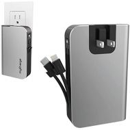 myCharge Portable Charger Power Bank - HubPlus 6700 mAh Universal External Battery Pack | Foldable AC Wall Plug | Two Built in Cables for Apple (iPhone Lightning) & for Samsung USB