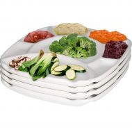 MyCuisina White Stoneware Set of 4 Divided Fondue plates, 8 Sections  Gift Boxed