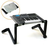 MyDeal QuickLift Midi Controller Keyboard Effect Stand DJ Mount with Vented Aluminum Alloy Surface and Adjustable Height / Angle. Includes Carabineer Keychain