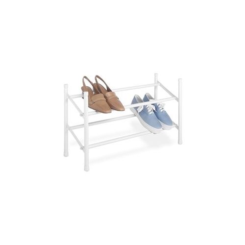  MyEasyShopping 2-Tier Stackable Shoe Rack Organizer Storage Shelves in White Storage Organizer Closet Rack Clothes Shelves Portable Wardrobe Shoe Shelf