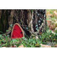 MyFairytaleDoors Fairy Door Iris in Red - Red Fairy door - Fairy door for tree - Miniature door - Fairy garden - Fairytale door - Tooth Fairy door