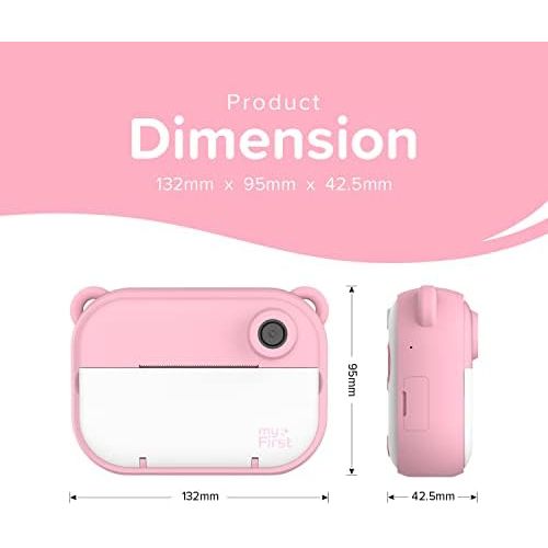  myFirst Camera Insta 2 Instant Camera Hybrid Instant Camera Pink Film Sticker (140 Shots) Front and Selfie Lens for boy Girl (Pink)