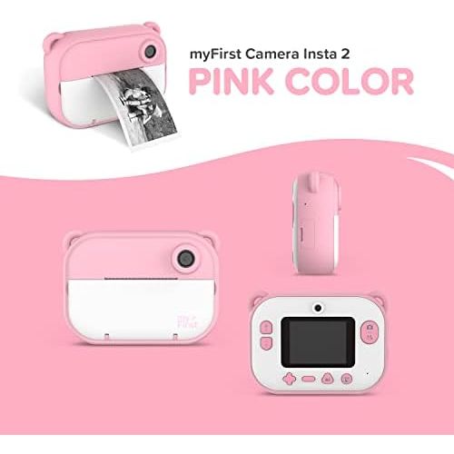  myFirst Camera Insta 2 Instant Camera Hybrid Instant Camera Pink Film Sticker (140 Shots) Front and Selfie Lens for boy Girl (Pink)