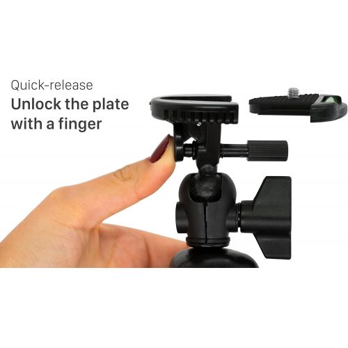  [아마존베스트]MyGadget Tripod Camera Tripod Small and Flexible Universal Travel Tripod with Ball Head for Canon Nokia Sony Black