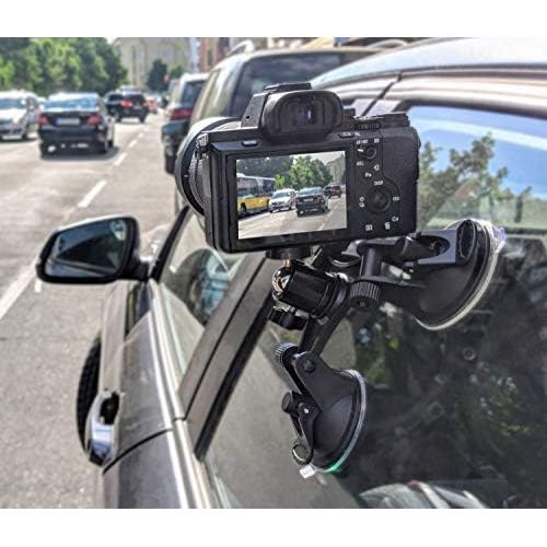  [아마존베스트]MyGadget Tri-Cup Camera Suction Cup Mount - 3 x Suction Cup Car Holder Camera Mount [Action Video/Photo] for GoPro Hero, Canon, Nikon, Sony UVM.