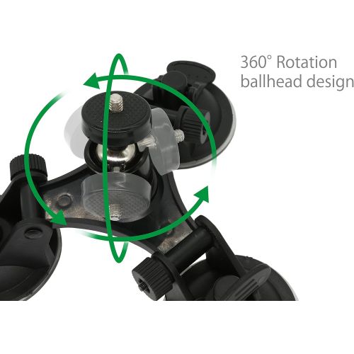  [아마존베스트]MyGadget Tri-Cup Camera Suction Cup Mount - 3 x Suction Cup Car Holder Camera Mount [Action Video/Photo] for GoPro Hero, Canon, Nikon, Sony UVM.