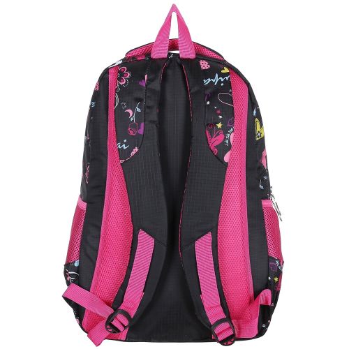  MyGift MGgear 19-Inch Girls School Book Backpack w/Hearts & Butterflies Print, Black
