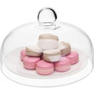 MyGift 8.7 Inch Round Glass Cake Dome Cover, Pastry Display Cloche with Knob Handle, Cake Stand Lid