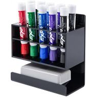 [아마존 핫딜]  [아마존핫딜]MyGift Wall-Mounted 2-Tier Black Acrylic 10-Slot Dry Erase Whiteboard Marker and Eraser Holder Stand