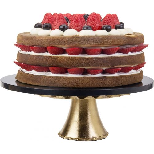  MyGift 8-inch Gold Tone & White Aluminum Round Cake Stand