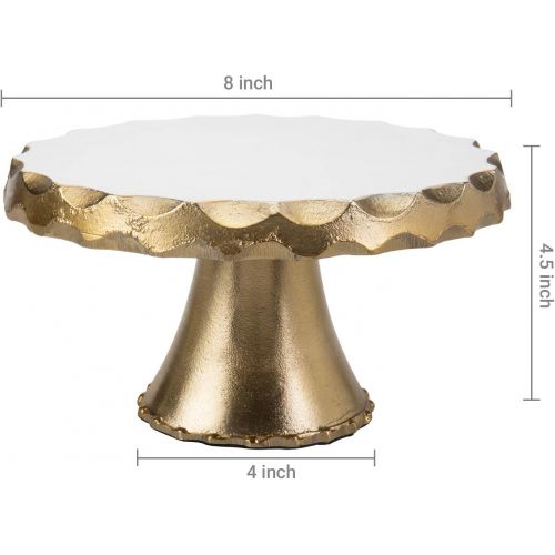  MyGift 8-inch Gold Tone & White Aluminum Round Cake Stand