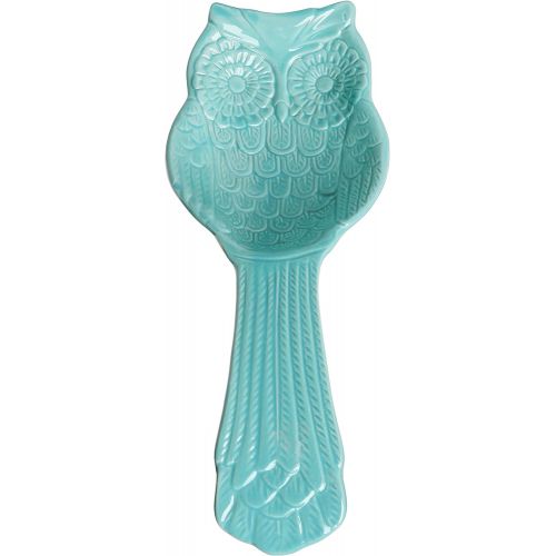  MyGift Aqua Blue Ceramic Owl Cooking Spoon Rest/Ladle Holder