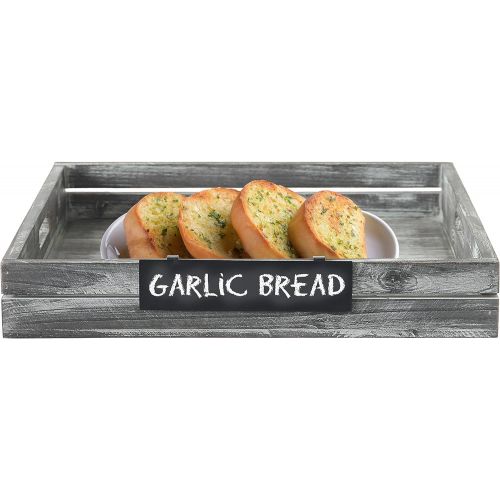  MyGift Whitewashed Gray Wood Crate Style Serving Tray with Handles & Removable Metal Chalkboard Label