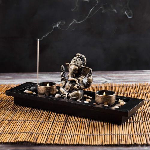  인센스스틱 MyGift Ganesh Statue Incense Stick Burner Tray with Candle Holders