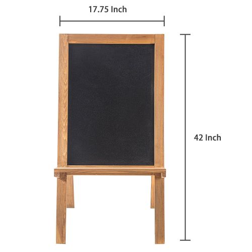  MyGift Freestanding Wood A-Frame Chalkboard Easel, Erasable Chalk Display with Storage Shelf