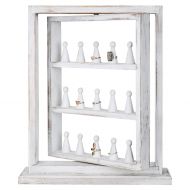 MyGift Rustic Whitewashed Wood 15-Peg Rotating Ring Holder Display Stand
