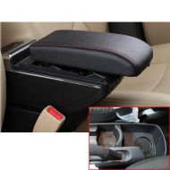 MyGone for 2011-2016 KIA K2 Rio High-end Car Center Console Cover Armrest Box with Charging Function-7 USB Ports Built-in LED Light, Cup Holder, Adjustable Ashtray, Large Storage S