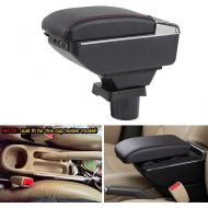 MyGone Center Console Armrest Box for 2002-2008 Toyota Vios, Car Interior Accessories Leather Arm Rest Organizer with LED Lights 7 USB Ports Adjustable Cup Holder Removable Ashtray