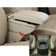 MyGone for Suzuki SX4 High-end Car Center Console Cover Armrest Box with Charging Function-7 USB Ports Built-in LED Light, Cup Holder, Adjustable Ashtray, Large Storage Space Beige