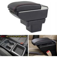 MyGone Center Console Armrest Box for 2016-2018 Volkswagen VW Touran L, Car Interior Accessories Leather Arm Rest Organizer with LED Lights 7 USB Ports Adjustable Cup Holder Remova