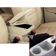 MyGone for 2008-2014 Skoda Fabia High-end Car Center Console Cover Armrest Box with Charging Function-7 USB Ports Built-in LED Light, Cup Holder, Adjustable Ashtray, Large Storage