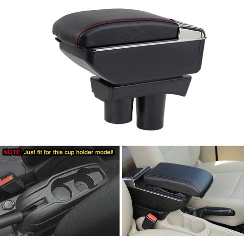  MyGone Center Console Armrest Box for 2012-2016 Citroen C-Elysee/Peugeot 301, Car Interior Accessories Leather Arm Rest Organizer with LED Lights Adjustable Cup Holder Removable As