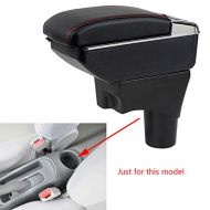 MyGone for Nissan Sunny 12-18 Luxury Car Armrest Center Console Accessories The Cover Can Raised Oversized Space Built-in LED Light with Cup Holder Removable Ashtray Black