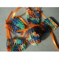 MyKnitCroch Crochet Easter Egg Cover, Set of 5 Hand Crocheted Easter Eggs Easter Decoration Orange Blue Yellow Green