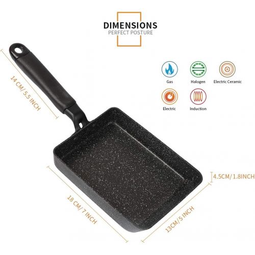  [아마존베스트]MyLifeUNIT Non-Stick Omelette Pan, Japanese Rolled Omelet Pan Tamagoyaki Egg Pan (Black)