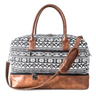 MyMealivos Canvas Weekender Bag, Overnight Travel Carry On Duffel Tote with Shoe Pouch (black)