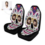 MyPupSocks Personalized Face Bucket Seat Protector Car Seat Cushions Only Full Set of 2, Custom Picture Mexican Sugar Skull Seat Protector for Pets Running Gym