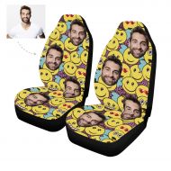 MyPupSocks Personalized Face Bucket Seat Protector Car Seat Cushions Only Full Set of 2, Custom Picture Color Fun Positive Emoticon Expressions Seat Protector for Pets Running Gym