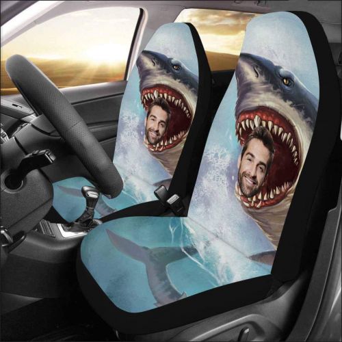  MyPupSocks Personalized Face Bucket Seat Protector Car Seat Cushions Only Full Set of 2, Custom Picture Shark Sea Ocean Animal Seat Protector for Pets Running Gym