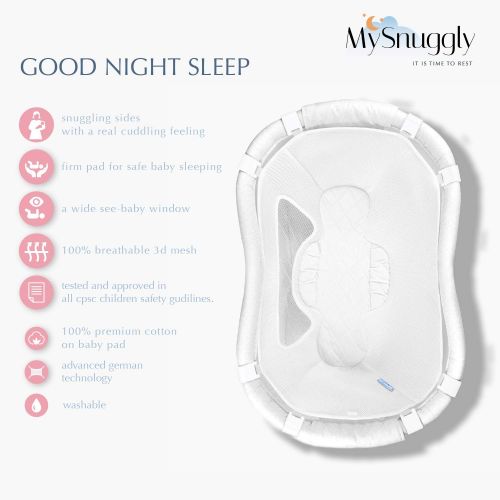  MySnuggly Newborn Bassinet Insert for Halo Bassinets | Safe Real Cuddling Feeling for Better Sleep | Patent Pending