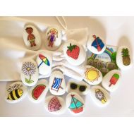 MyStoryStonesRock Summer, Tropical, Beach, Story Stones, Storytelling Set, Pineapple, Bee, Watermelon, Sunshine, Early Years, Sensory, Tactile, Seaside