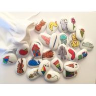 MyStoryStonesRock Reversible, Alphabet, ABC, Story Stone, Sack, Set, Lower Case, Letters, Reading, Writing, Early Literacy