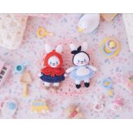 MySweetieDolly Mini Bunny - Red Riding Hood, Alice ( miniature amigurumi doll / stuffed bunny / pocket doll / dolls for crafting / small gift )