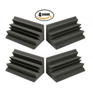 Mybecca 4 PACK - Acoustic Foam XL Bass Trap Studio Soundproofing Corner Wall 12 X 6 X 6- Made in USA