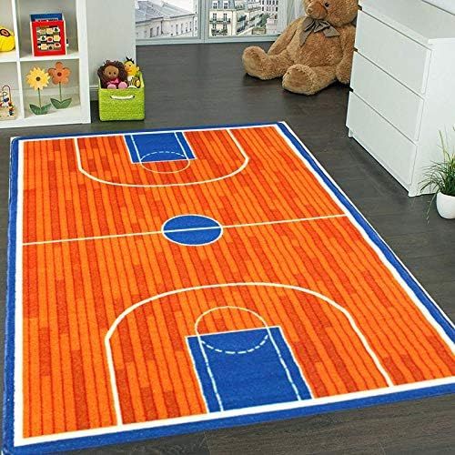  Mybecca Kids Rug Basketball Ground 5 x 7 Children Area Rug for Playroom & Nursery - Non Skid Gel Backing (59 x 82)