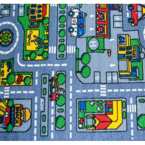  Mybecca Kids Rug City Map Fun Play Rug 5 X 7 Children Area Rug - Non Skid Gel Backing (59 x 82)