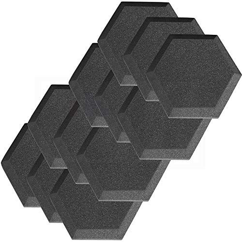  Mybecca 12 Pack Hexagon (Hexagonal) Acoustic Foam Studio Soundproofing Foam Tiles 6 X 6 X 1 Charcoal Art Decor Noise Reduction